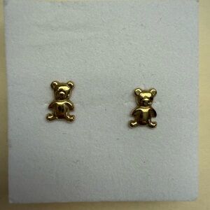 Real Gold Teddy Bear Earrings